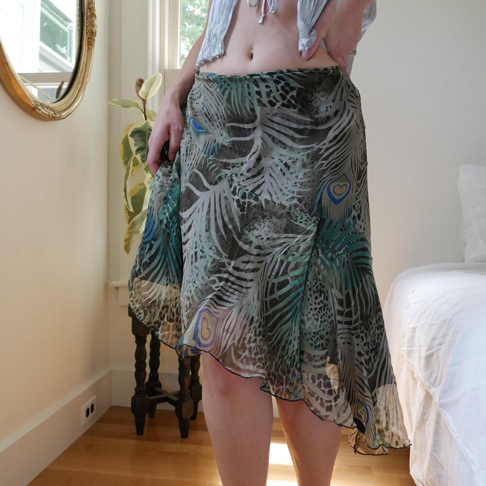 Vintage y2k silk asymmetrical skirt fairy whimsygoth low rise low waist M